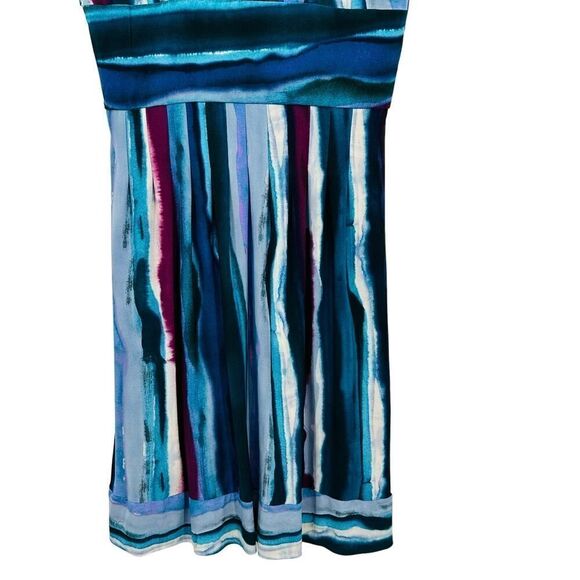 Rabbit Rabbit Rabbit Designs Bold Watercolor Striped Dress Size 8 V-Neck Stretch - Picture 10 of 11